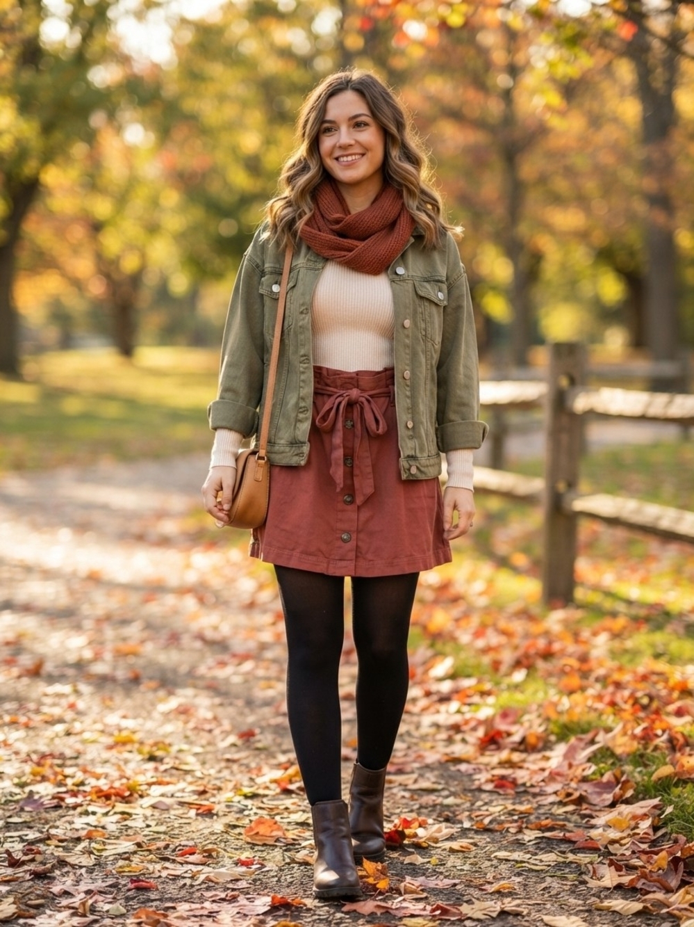 Hollister Ultra High Rise Terracotta Rust Paperbag Waist Button Front Mini Skirt